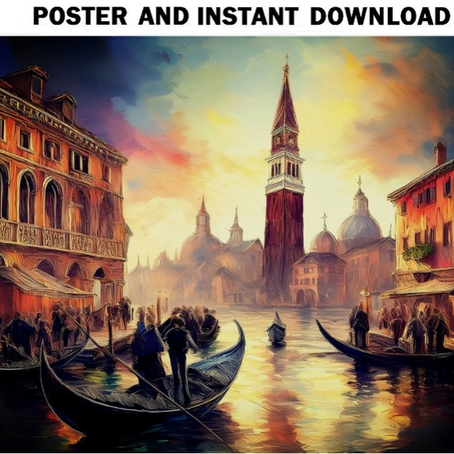 Venedig bei Sunset mit Gondeln am Canal Grande | Poster (Von Creator hochgeladen)