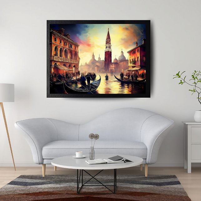 Venedig bei Twilight: Gondeln und leuchtende Himme Poster (Von Creator hochgeladen)