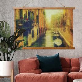 Venedig Canal Balcony Malerei Wandteppich Mit Holzrahmen