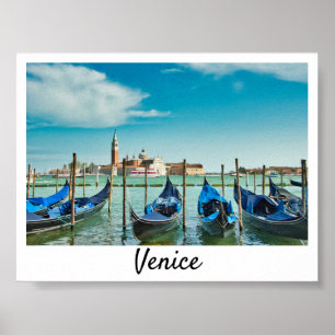 Venedig Canal mit blauen Gondeln Poster
