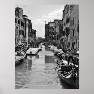 Venedig Canal Poster Black and White