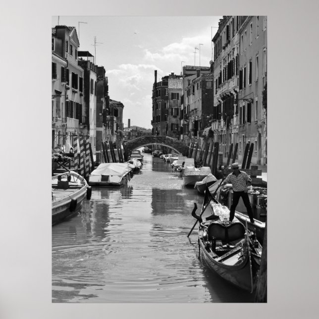 Venedig Canal Poster Black and White (Vorne)