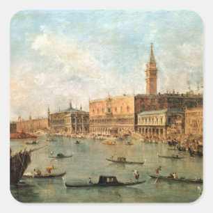Venedig: Des der Palast und das Molo Doges vom Ba Quadratischer Aufkleber