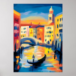 Venedig Fauvistischer Stadtblick – Farbiger Gondel Poster