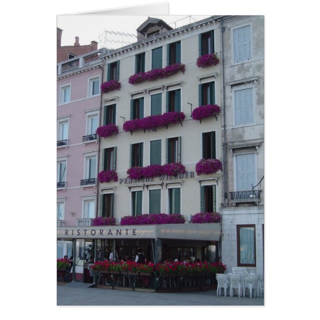 Venedig-Fenster-Blumen-Kasten-leere Karte (Vorne)