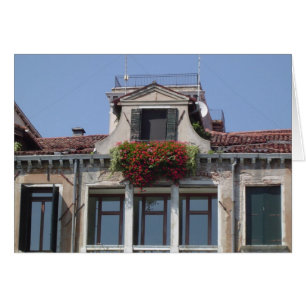 Venedig-Fenster-Blumen-Kasten-leere Karte