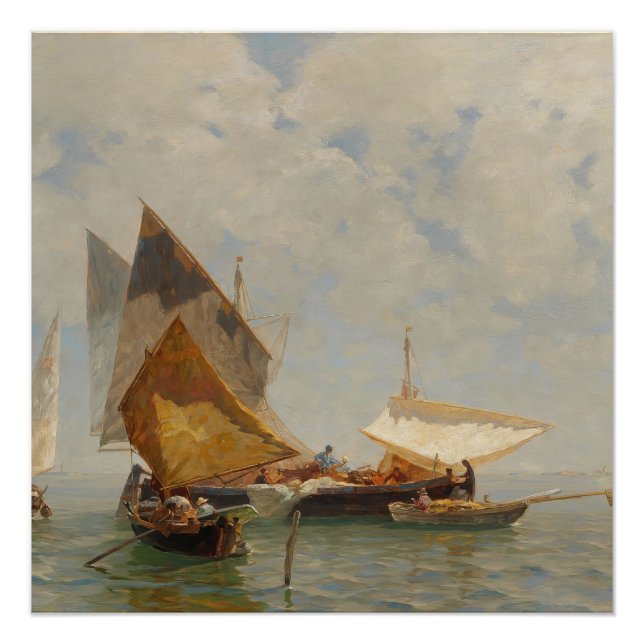 Venedig, Fischerboot in der Lagune (1889) Poster (Vorderseite)