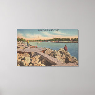 Venedig, Florida - Fischen-Szene auf den Leinwanddruck