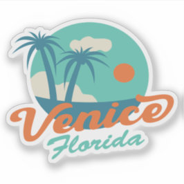 Venedig Florida Retro Stil Palmen und Strand Aufkleber