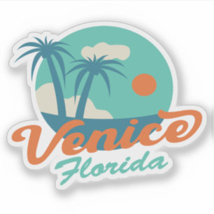 Venedig Florida Retro Stil Palmen und Strand Aufkleber