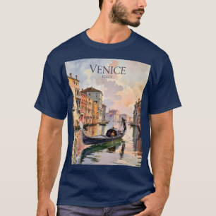 Venedig Gondelfahrt Aquarell Kanal Farbenfroh T-Shirt