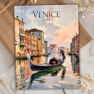 Venedig Gondelfahrt Aquarell Kanal Farbige Postkarte