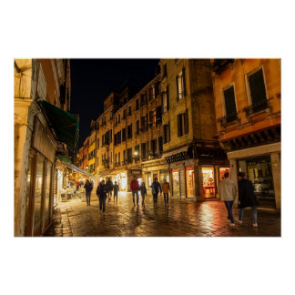 Venedig Gondeln bei Nacht Poster