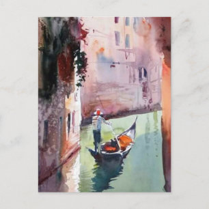 Venedig, Gondolier, Gondel, Venezianische Leinwand Postkarte