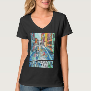 Venedig Gondoliere auf der Gondel Farbe T-Shirt