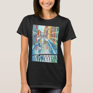 Venedig Gondoliere auf der Gondel Farbe T-Shirt