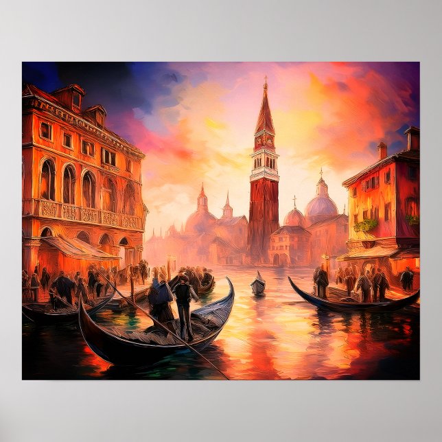 Venedig Grand Canal, Gondeln und San Marco | Poster (Vorne)