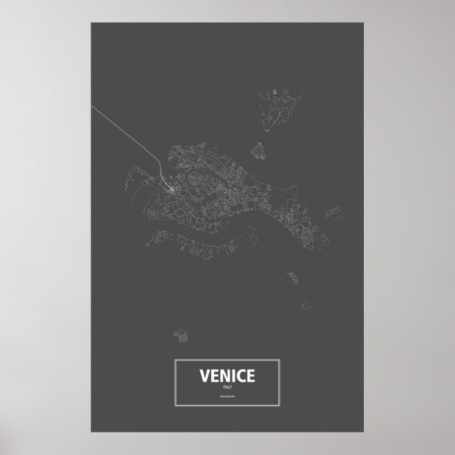 Venedig (Insel), Italien (weiß auf schwarz) Poster (Vorne)