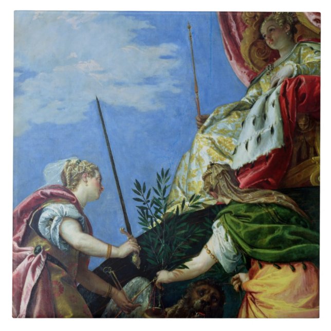 Venedig inthronisierte zwischen Gerechtigkeit und Fliese (Vorderseite)