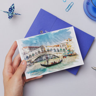 Venedig, Italien - Aquarell Feiertagspostkarte