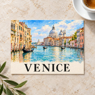 Venedig Italien Aquarell Grand Canal Gondel Postkarte