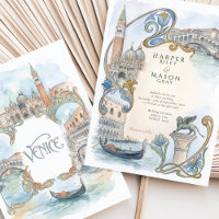 Venedig Italien Aquarell Wahrzeichen Hochzeit