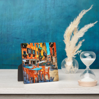 Venedig Italien Außen-Café-Straßenszene Fotoplatte