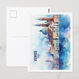 Venedig Italien Berühmter Reiseort Aquarell Postkarte