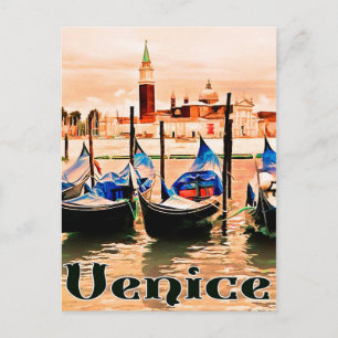 Venedig, Italien, Boote im Stadthafen, Vintage-Rei Postkarte