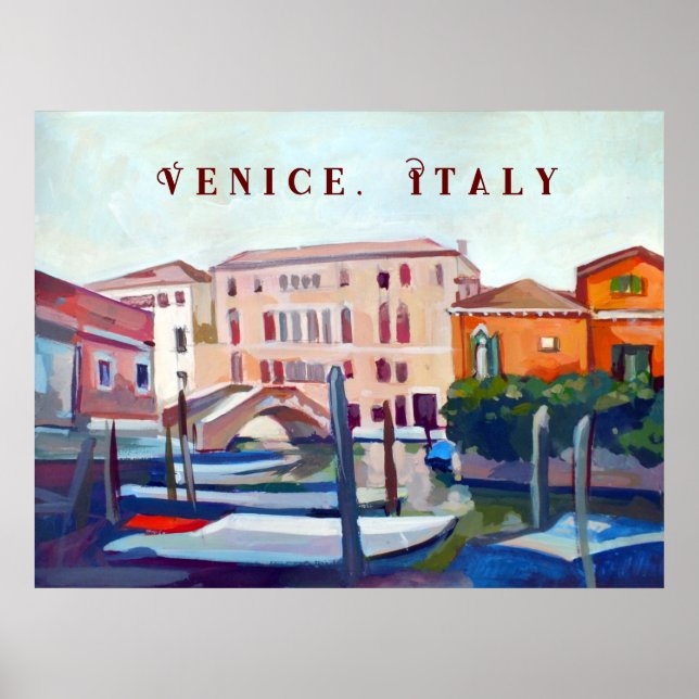 Venedig, Italien - Boote in Dorsoduro Poster (Vorne)