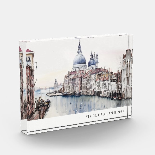Venedig Italien Canals Watercolor Italienische Rei Fotoblock (Links)