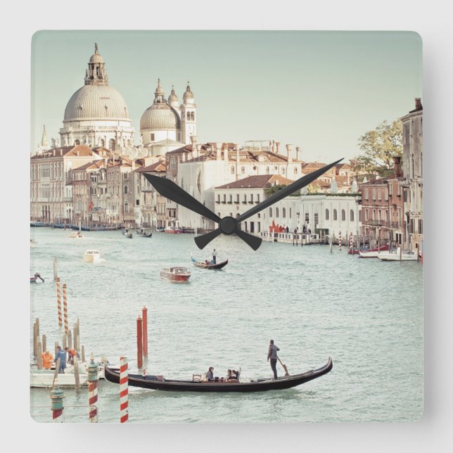 Venedig, Italien | Der Canal Grande Quadratische Wanduhr (Vorderseite)