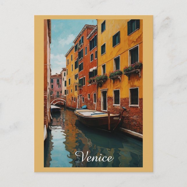 Venedig Italien Farbenfrohe Bootsfahrt Postkarte (Vorderseite)