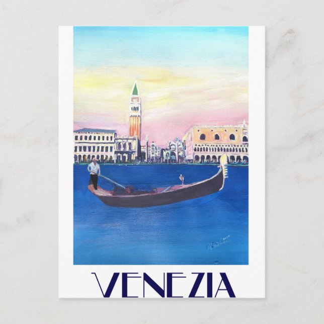 Venedig Italien Gondel auf dem Canale Grande mit S Postkarte (Vorderseite)
