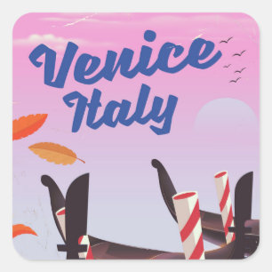 Venedig Italien Gondel Urlaubsdruck. Quadratischer Aufkleber