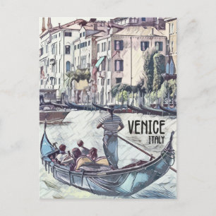 Venedig Italien Gondel Vintage-Stil Welt Reisen Postkarte
