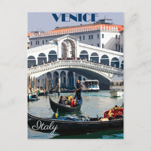 Venedig, Italien Gondelboot Vintage-Reisepostkarte Postkarte
