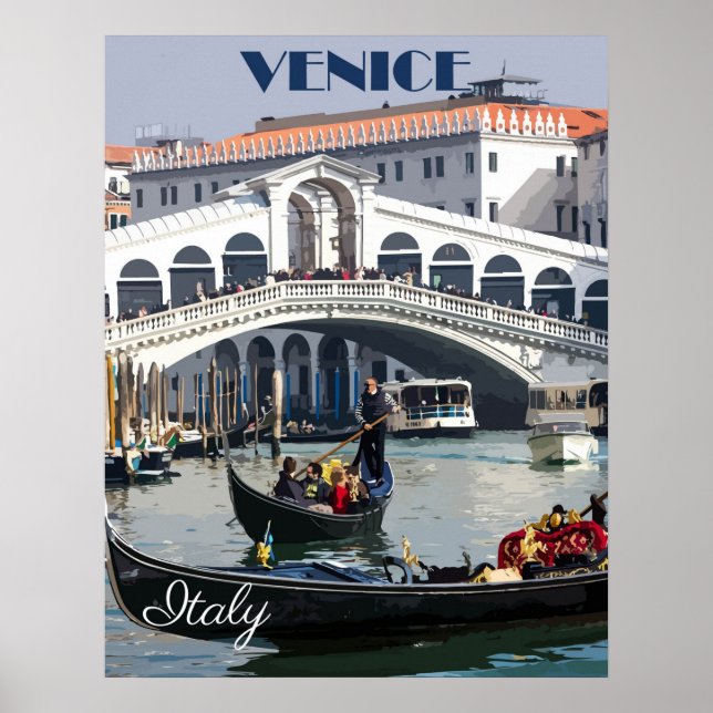 Venedig, Italien Gondola Boat Vintage Travel Poste Poster (Vorne)