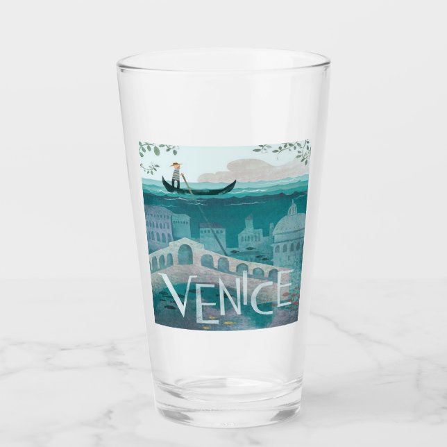 Venedig Italien Gondola Reise-Retro-Post   Glas (Vorderseite)