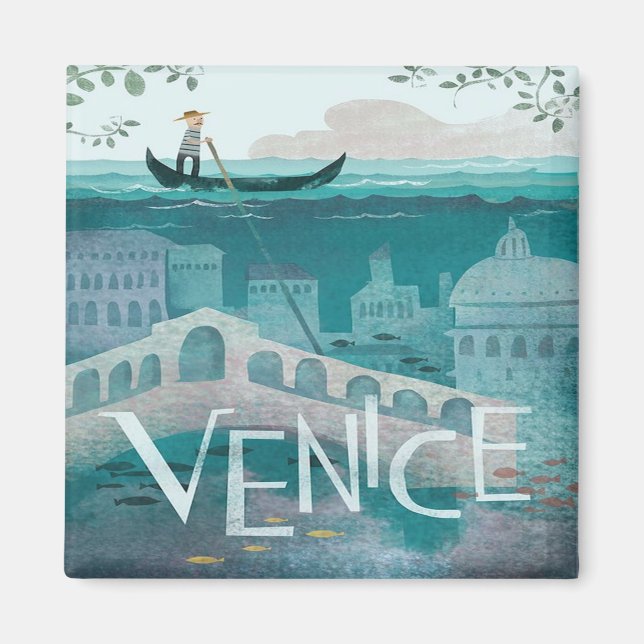 Venedig Italien Gondola Reise-Retro-Post Magnet (Vorne)