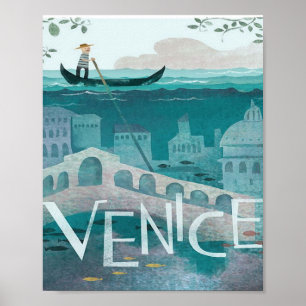 Venedig Italien Gondola Reise-Retro-Post Poster