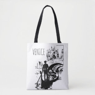 Venedig Italien Gondola Schwarz-Weiß-Tote-Tasche
