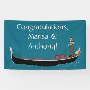 Venedig, Italien Gondola und Gondolier Aquamarin B Banner