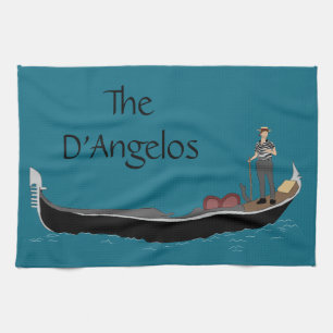 Venedig, Italien Gondola und Gondolier Aquamarin B Geschirrtuch