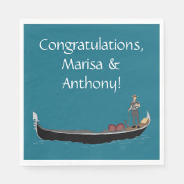 Venedig, Italien Gondola und Gondolier Aquamarin B Serviette