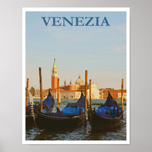 Venedig Italien Gondolas Retro Vintage Travel Poster