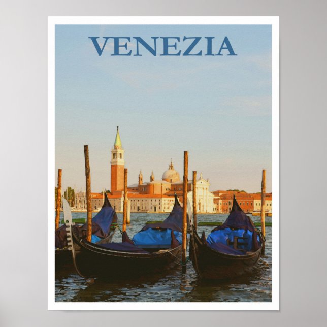 Venedig Italien Gondolas Retro Vintage Travel Poster (Vorne)