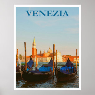Venedig Italien Gondolas Retro Vintage Travel Poster