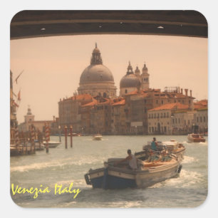 Venedig Italien Großer Kanal Vintage Quadratischer Aufkleber
