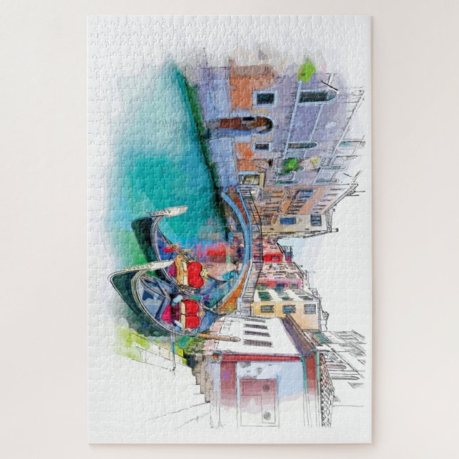 Venedig Italien Handgezeichnete Landschaft Puzzle (Vertikal)